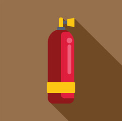 Poster - red oxygen cylinder for diving with a long shadow on a brown background