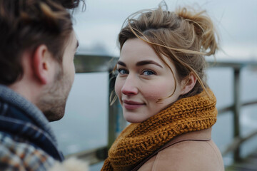 Beautiful dramatic scene of romantic dinner happy couple in love celebrating bonding, Generative AI