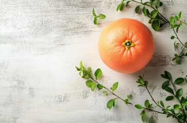 Canvas Print - Pink Grapefruit on White Wooden Table