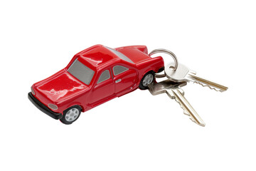 Red car keychain with keys