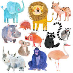 Poster - PNG animal character element set, transparent background