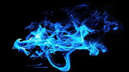 Wall Mural - Minimalist_wallpaper_Black_background_blue_flames