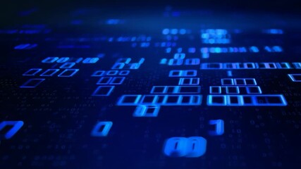 Poster - digital binary code data pattern technology background blue circuit board computer abstract concept motion video