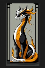 Wall Mural - Black and Orange Dragon in Frame