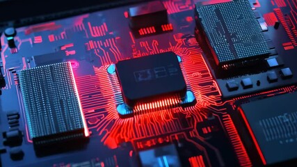 Aufkleber - Exploring the intricacies of a glowing circuit board at a tech innovation lab in 2023