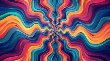 Wall Mural - Psychedelic colorful background with swirling patterns in vibrant hues creating an abstract visual experience. Generative AI