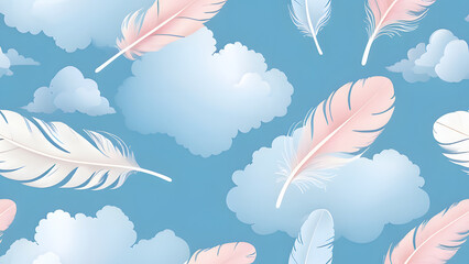 Poster - seamless pattern with feathers