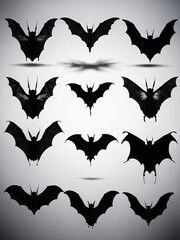 Wall Mural - A set of silhouettes of bats, ideal for Halloween designs.