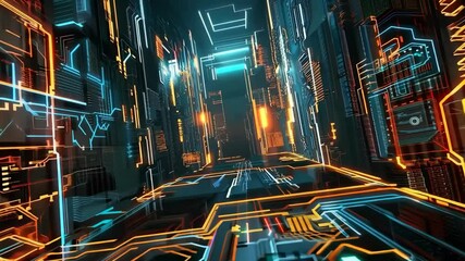 Leinwandbilder - Abstract digital dot line particle data background connecting technology concept