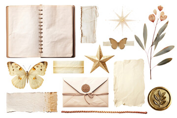 Wall Mural - png vintage paper collage element set, transparent background