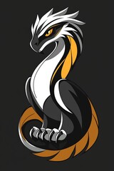 Sticker - Black and White Dragon with Yellow Stripes