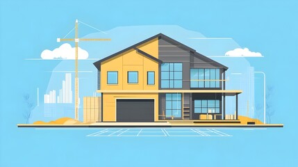 Poster - Detailed infographic showcasing the initial planning and design phase of building a residential or commercial house or structure  The diagram depicts the various steps elements