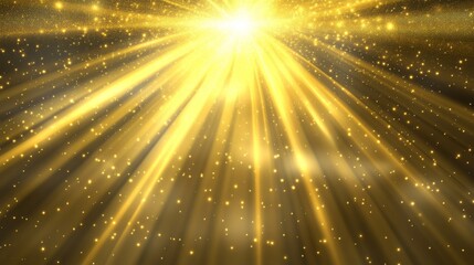 Bright golden flash of light on a transparent background with rays and glare. Light yellow light blur effect. EPS 10 for web design.