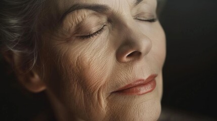 Wall Mural - A woman with a very wrinkled face is smiling