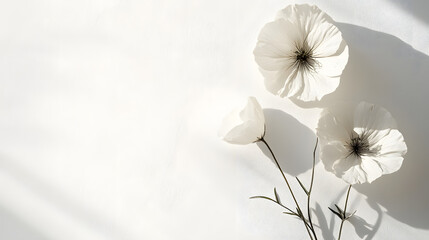 Wall Mural - a minimalist elegant white background with a delicate kala flower on the right side