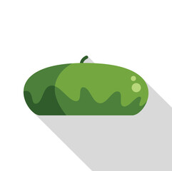 Poster - Green melon fruit lying on a white background casting a long shadow