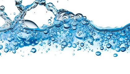 Wall Mural - closeup of bubbles in water isolated on white background with