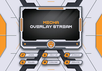 Poster - Twitch obs streaming panel overlay design template full package setup mecha theme