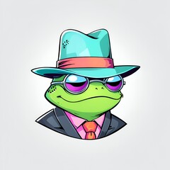 Wall Mural - Cool Frog in a Hat