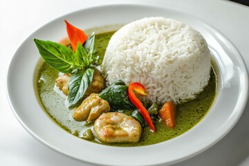 Poster - Delicious Green Curry with Chicken and Shrimp