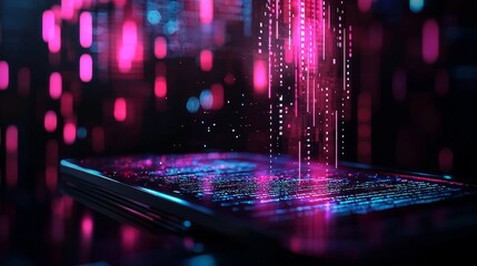 Poster - Augmented reality keyword research, floating holographic tags, ultra-modern setting, digital optimization