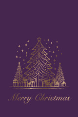 Christmas card design. Gold line art and letters