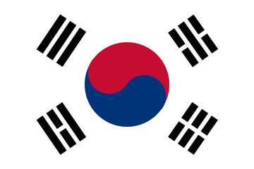 Flag of South Korea, also known as Taegeukgi, symbol of the country, yin-yang