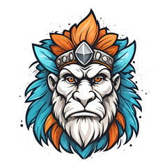 Sticker - Tribal Warrior Ape Illustration