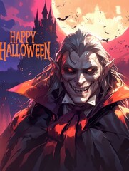 Sticker - vampire for halloween. the inscription 