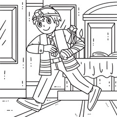 Poster - Bar Mitzvah Boy with Tefillin Coloring Page