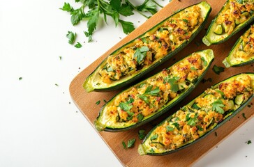 Poster - A plate of zucchini stuffed with cheese and parsley