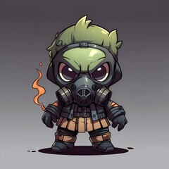 Canvas Print - Chibi Character in Gas Mask