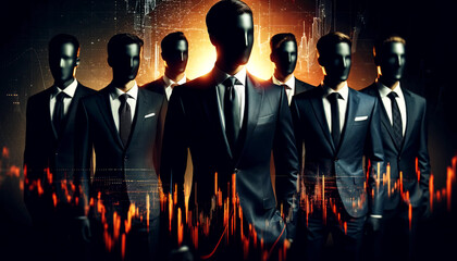 Business professionals in suits, symbolizing data anonymity and corporate strategy