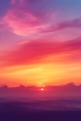 A vibrant sunset paints the sky with hues of pink, orange, and yellow, creating a breathtaking and colorful display.