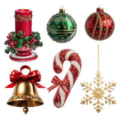 Sticker - PNG Christmas ornament design element set, transparent background