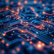 © ProStockGallery - Abstract Blue and Orange Circuit Board Background - Technology and Innovation Concept.