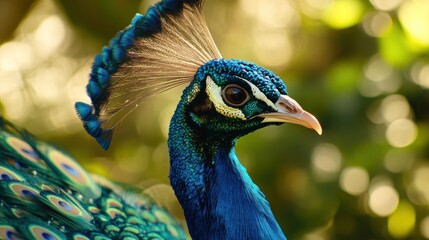 Closeup of a Peacock with Beautiful Feathers