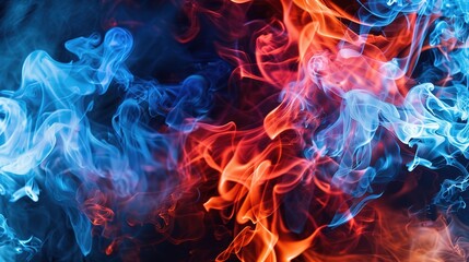 Wall Mural - Blue_red_background_photo_blue_flames