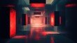 © ProStockGallery - Abstract Red Neon Light Corridor - Futuristic Architecture Background