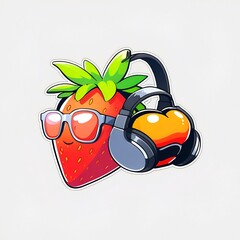 Sticker - Strawberry with Headphones