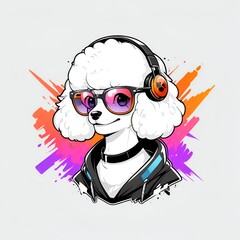 Poster - Cool Poodle with Sunglasses and Headphones