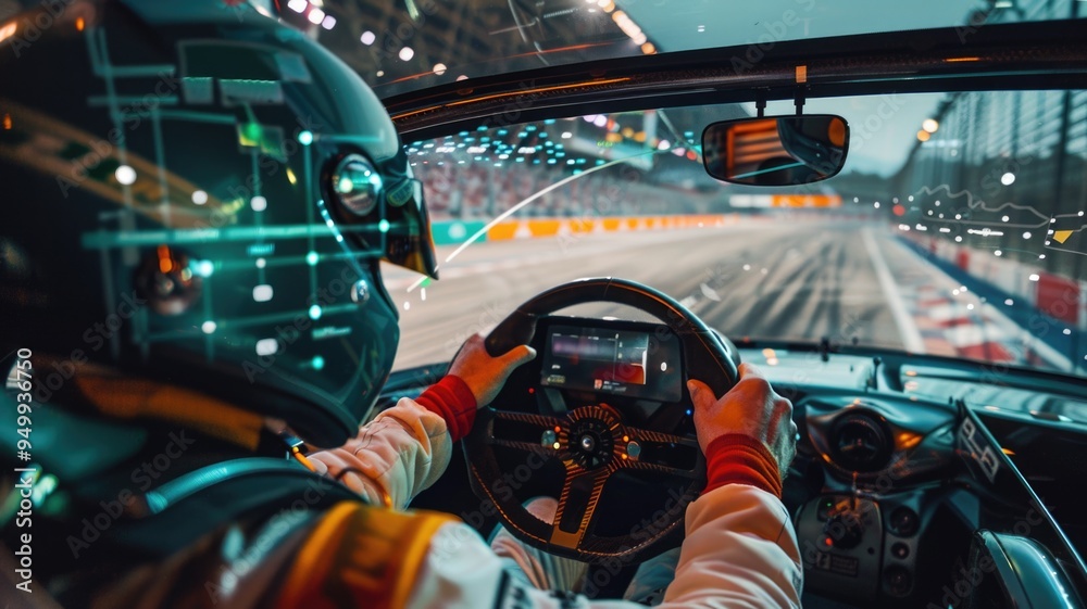 A racer using augmented reality on the windshield to view real-time ...