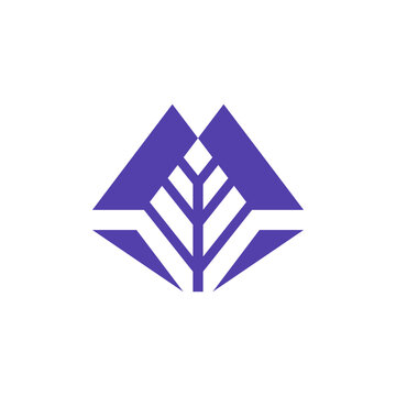 blue hexagon tree leaf logo, perfect for eco friendly, symbolizing stability and growth