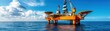 © Enjoy - An imposing oil rig stands sentinel against a backdrop of azure skies and boundless ocean, a testament to human engineering in the pursuit of energy.