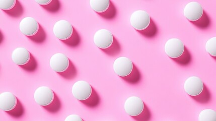 Wall Mural - White capsules on pink background,Medicines to combat the epidemic and viruses,tablet grid,Drug, tablet, pills,Global healthcare concept. Antibiotics drug resistance,Pharmaceutical industry.