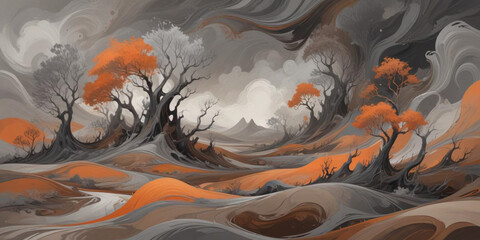 Wall Mural - A-surreal-abstract-landscape-