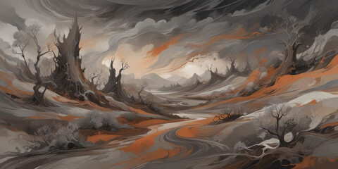 Wall Mural - A-surreal-abstract-landscape-