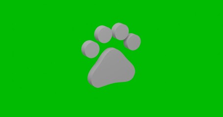 Poster - Animation of rotation of a white pet symbol with shadow. Simple and complex rotation. Seamless looped 4k animation on green chroma key background