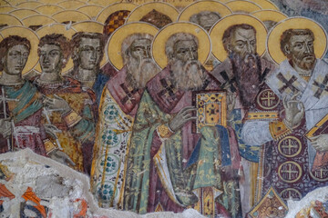 Detail of the interior of Sumela Monastery, a Greek Orthodox monastery in Maçka, Turkey.