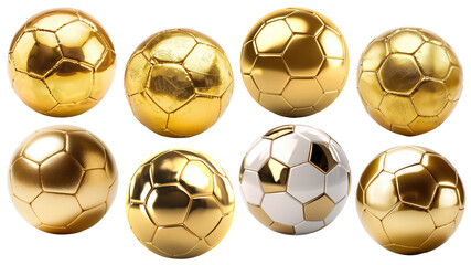 Poster - PNG golden football element set, transparent background